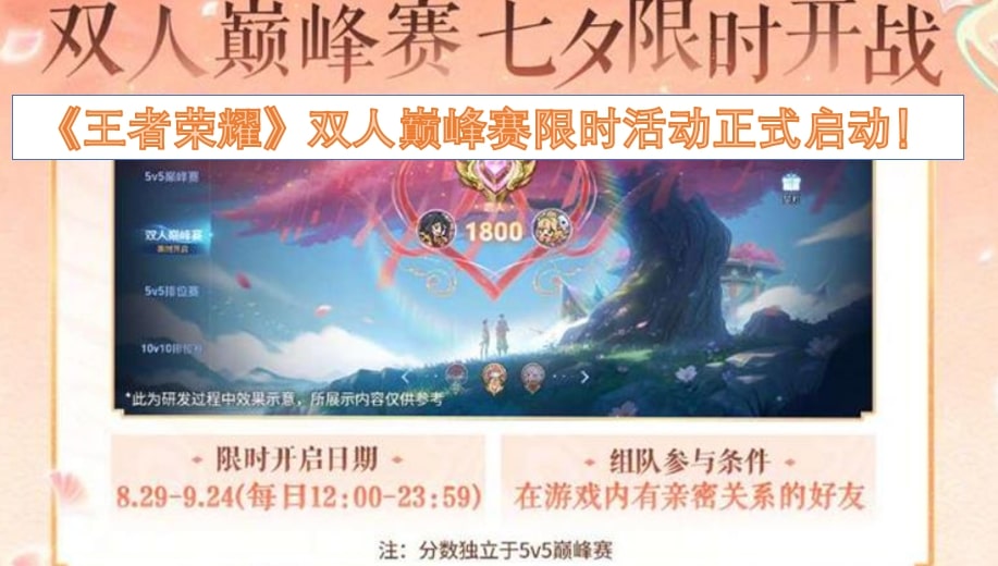 《王者荣耀》双人巅峰赛限时活动正式启动！